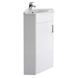 Nuie Mayford Gloss White 555mm Single Door Corner Vanity Unit And