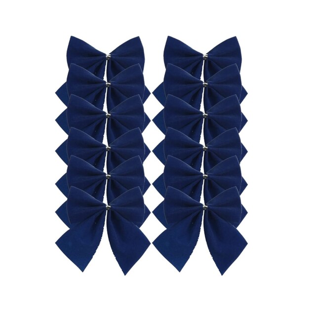 Davies 12 Navy Blue Bows - Velvet Christmas Tree 6cm,