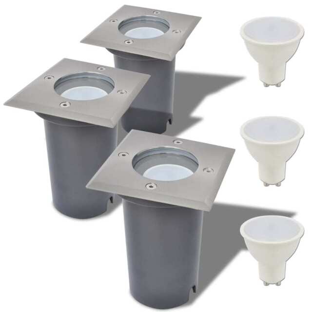 Outdoor Led Ground Lights 3 Pcs Square Vidaxl