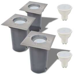 Outdoor Led Ground Lights 3 Pcs Square Vidaxl