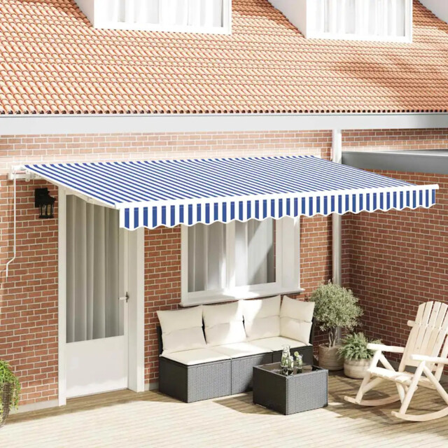 Retractable Awning Blue And White 350 X 200 Cm Vidaxl