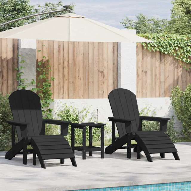 Garden Lounge Furniture 3 Pcs Black 38 X 38 X 46cm Plastic Vidaxl