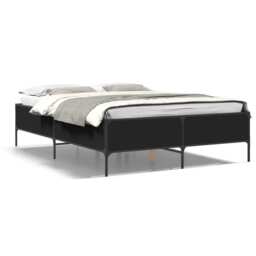 Bed Frame Black 140x200 Cm Engineered Wood And Metal Vidaxl