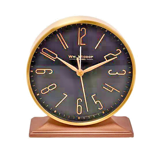 Mantel Clock Black & Gold Includes Alarm Arabic Dial God Hands Wm