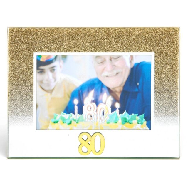 Celebrations Gold Glitter Glass 80th Birthday Photo Frame 80