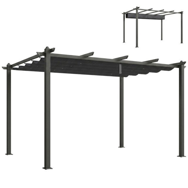 Outsunny 3 X 4m Aluminium Pergola With Retractable Roof, Garden Gazebo