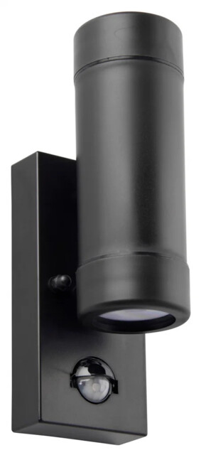 Outdoor Light Black Icarus Double Spot Ip44 Pir Motion Sensor Saxby