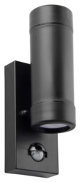 Outdoor Light Black Icarus Double Spot Ip44 Pir Motion Sensor Saxby