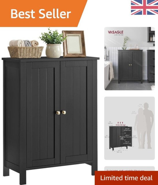 Sturdy Ink Black Bathroom Cupboard With 2 Adjustable Shelves - Compact