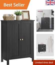 Sturdy Ink Black Bathroom Cupboard With 2 Adjustable Shelves - Compact