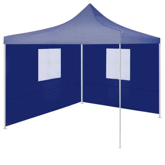 Professional Folding Party Tent With 2 Sidewalls 2x2 M Steel Blue