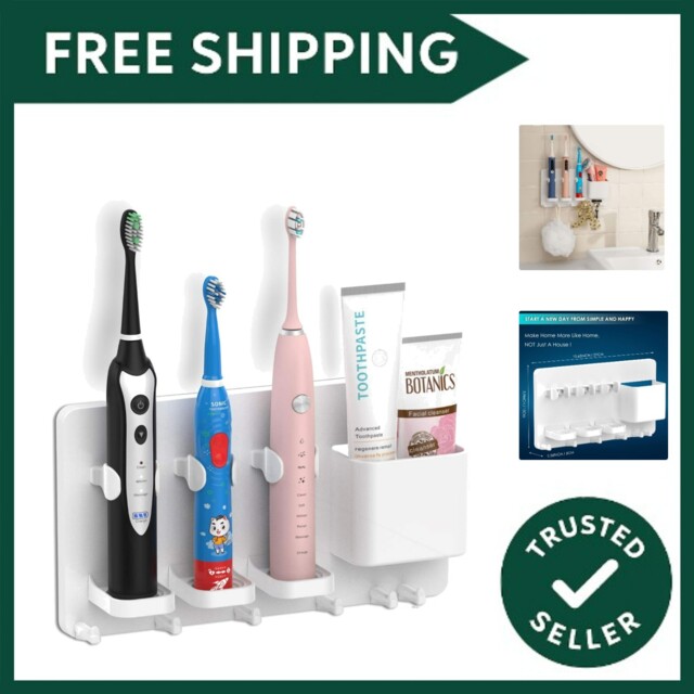 Adhesive Electric Toothbrush Holder Wall Mounted Razor Hanger Bathroom