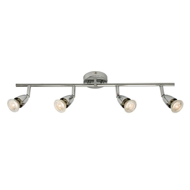 4 Way Polished Chrome Gu10 Bar Spotlight Ceiling Spot Light Halogen Or