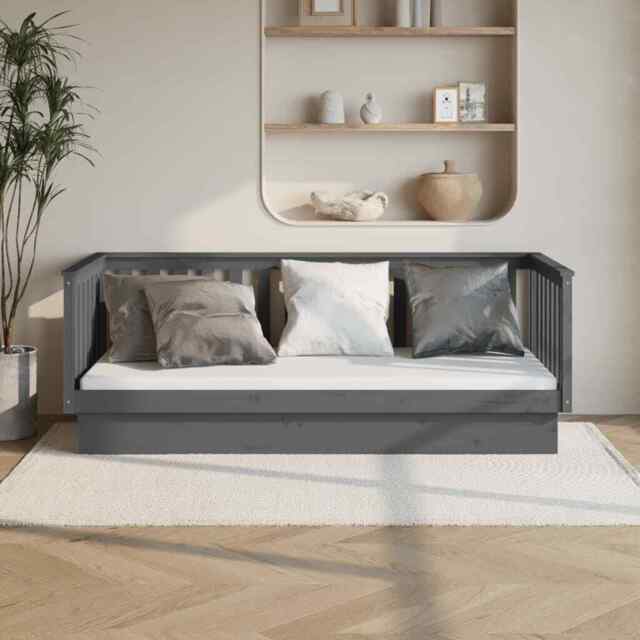 Day Bed Grey 80x200 Cm Solid Wood Pine Vidaxl