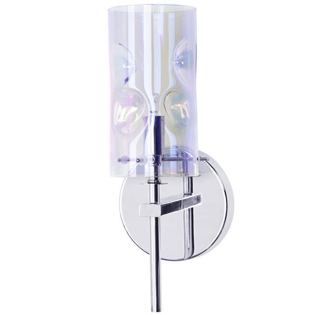 Visconte Monet Polished Chrome Wall Light Petroleum Tinted Glass