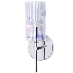 Visconte Monet Polished Chrome Wall Light Petroleum Tinted Glass