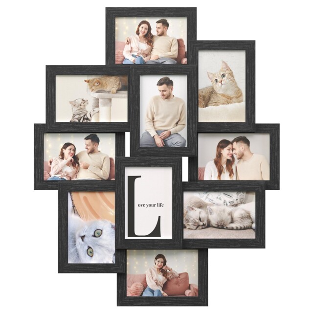 Songmics Collage Picture Frames, 10 Frames For 4x6 10 Ink Black