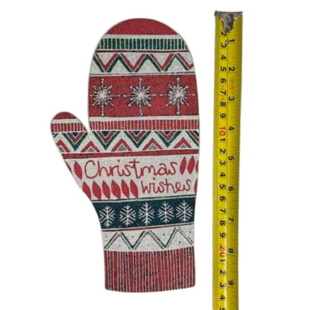 Christmas Wishes Glove Metal Wall Hanging Decoration Festive Winter