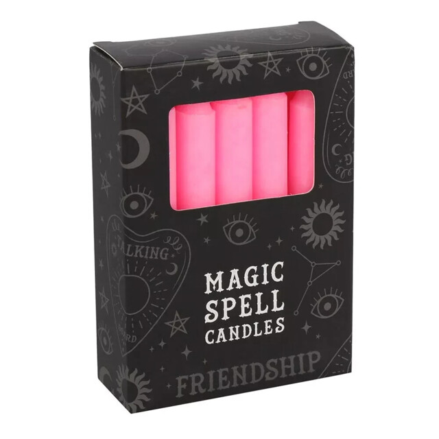 Pack Of Magic Spell Candles Pink Friendship - Wicca Ritual Witch Alter