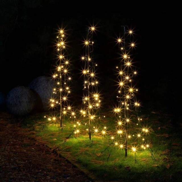 Noma Set Of 3 Starry Night Pole Tree Path Finders Warm White Led Xmas