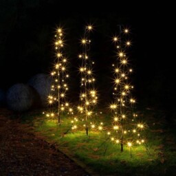 Noma Set Of 3 Starry Night Pole Tree Path Finders Warm White Led Xmas