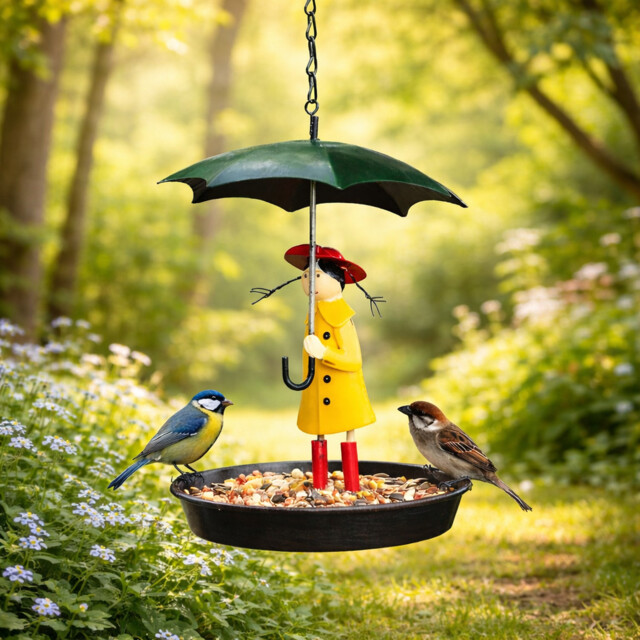 Hanging Garden Bird Feeder Umbrella Novelty Feeding Station Outdoor