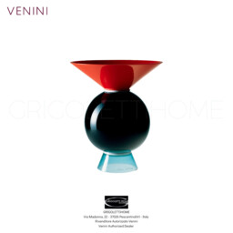 Venini Yemen Black Vase, Greenish, Coral, Milk Glass - 30 Cm
