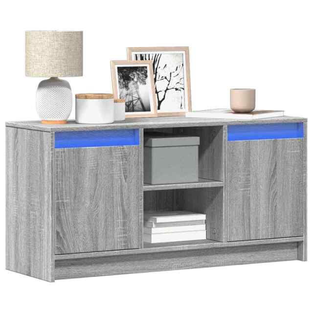 Tv Cabinet With Led Grey Sonoma 100x34x50 Cm Engineered Wood Vidaxl