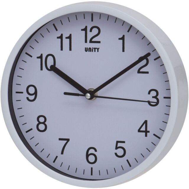 20cm Wall Clock Silent Sweep Seconds Hand In White By Unity In Box