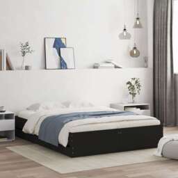 Bed Frame With Drawers Black 140x200 Cm Engineered Wood Vidaxl