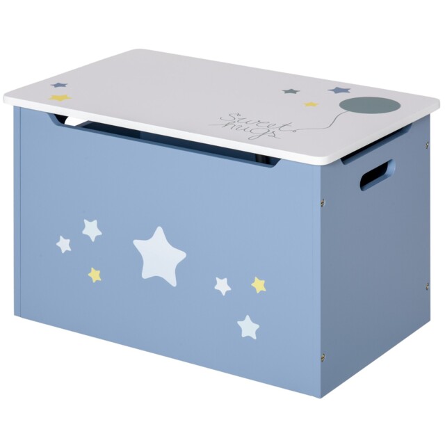 Homcom Kids Wooden Toy Box Children Storage Chest Organiser Side