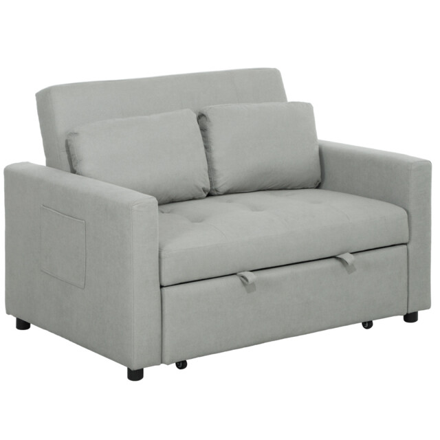 Sofa Bed Light Grey Velvet 2-seater 120x84cm Eucalyptus Wood