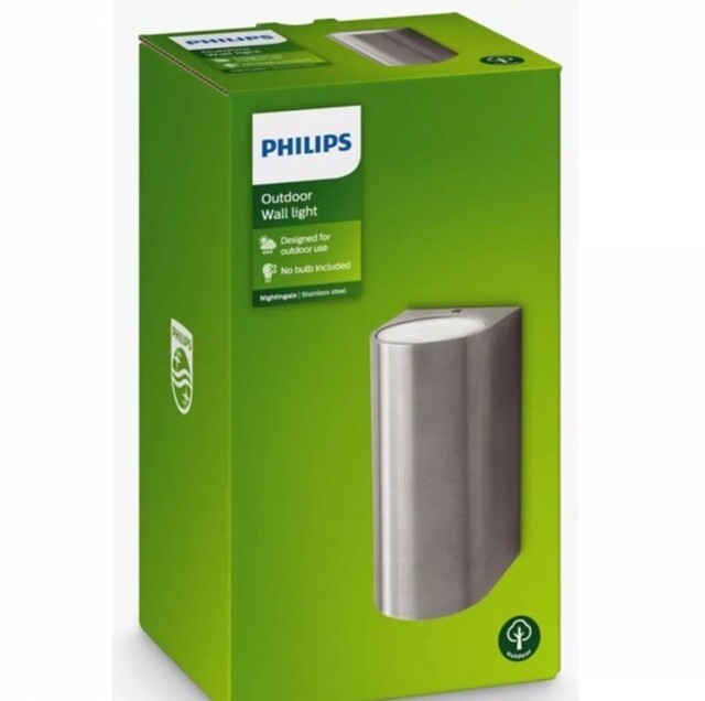 Philips Nightingale Outdoor Wall Lantern Stainless Steel (no Bulbs