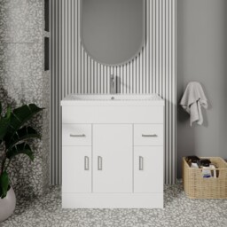 Nuie Eden Floor Standing 3-door Vanity Unit Basin 2 Gloss White 800mm