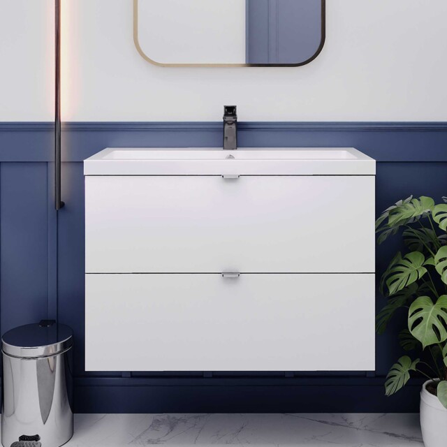 Hudson Reed Fusion Wall Hung 2-drawer Vanity Unit Basin 800mm Gloss