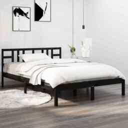 Bed Frame Black Solid Wood 200x200 Cm Vidaxl