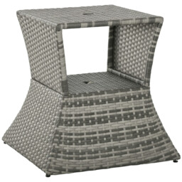 Outsunny Rattan Wicker Tea Coffee Table W/ Umbrella Hole And Storage
