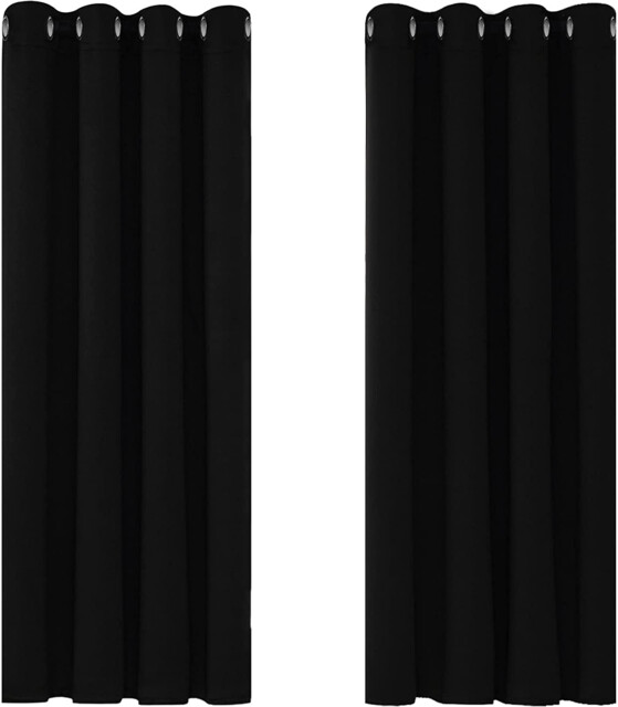 Deconovo Black Blackout Curtains Thermal Eyelet Bedroom Living Room