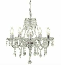 Tuscany 5 Light Ceiling Chandelier Acrylic Droplets Clear