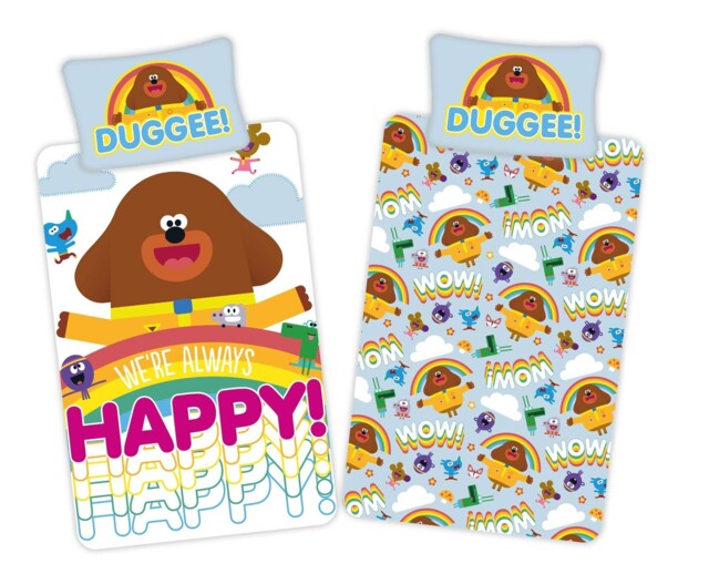 Hey Duggee Happy Single Duvet Cover - Official Cover, Blue