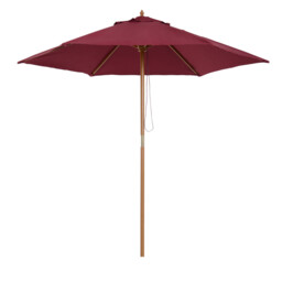 Parasol 250cm Wooden Frame Red Wine 180g Polyester Canopy Rope Pulley