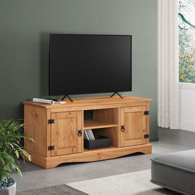 Corona Tv Unit Stand 2 Door Media Television Solid Wood Mexican Pine