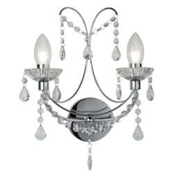 Bathroom Light Silver Autumn 2 Wall Ip44 Chrome Searchlight 9037-2cc