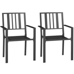 Stackable Garden Chairs Outdoor Patio Dining Chairs Metal Slatted