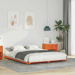 Floor Bed Frame Wax Brown 160 X 220 Cm Solid Pine Wood Vidaxl