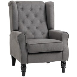Homcom Accent Armchair Home Furniture Tufted Club Wood Fabric, Dark
