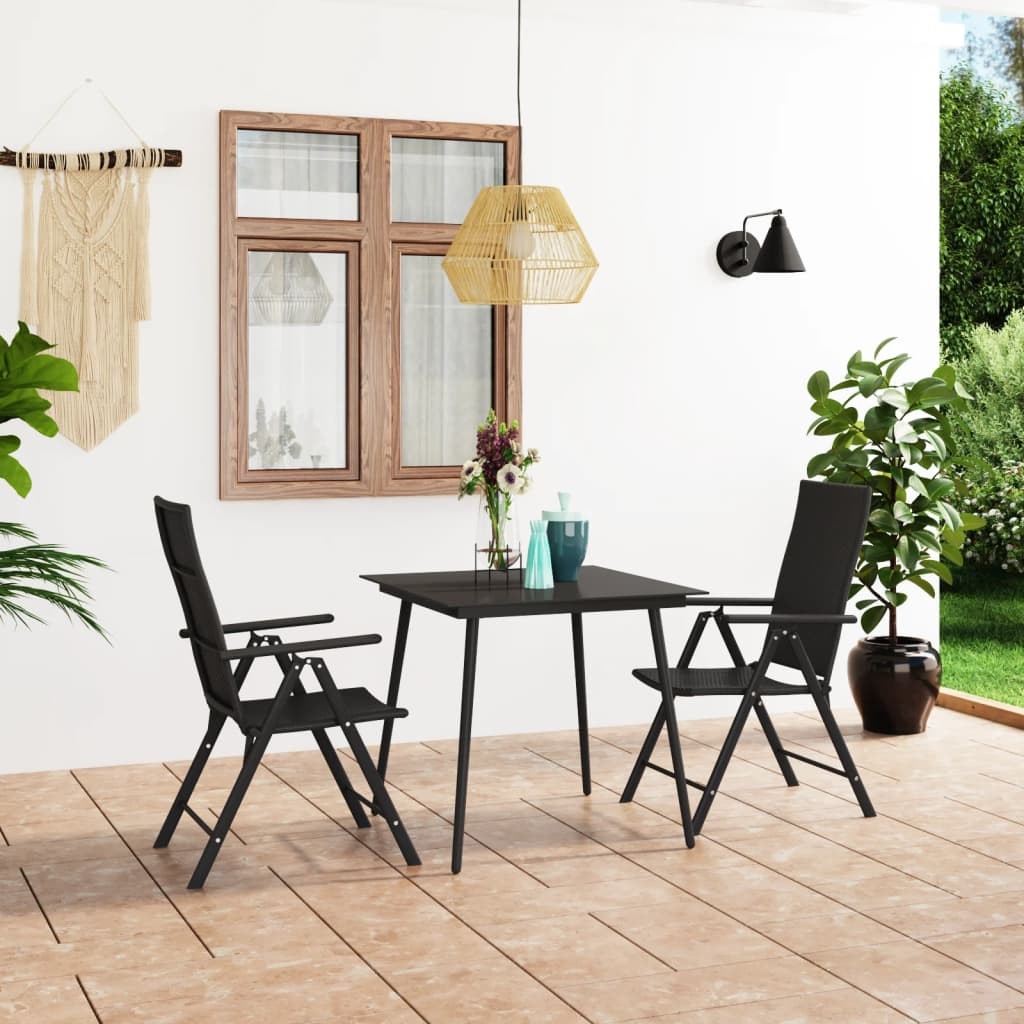 Garden Dining Set Piece Black Outdoor Furniture Table And Chairs