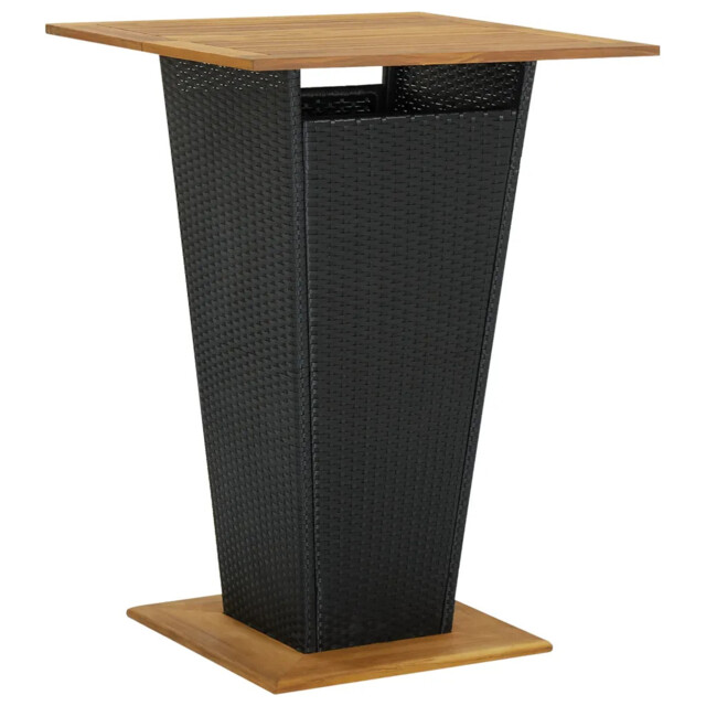 Bar Table Black 80x80x110 Cm Poly Rattan And Solid Acacia Wood Vidaxl