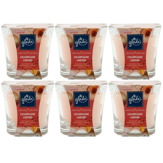Glade Scented Candle Champagne Cheers 6 X 129g Scent Notes Of