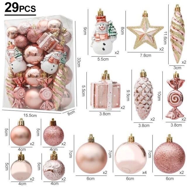 29pcs Christmas Tree Balls Hanging Pendant Candy Cane Pine Cone